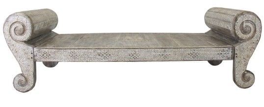 Banc oriental mindi massif gris décapé Esmeralada - Photo n°1