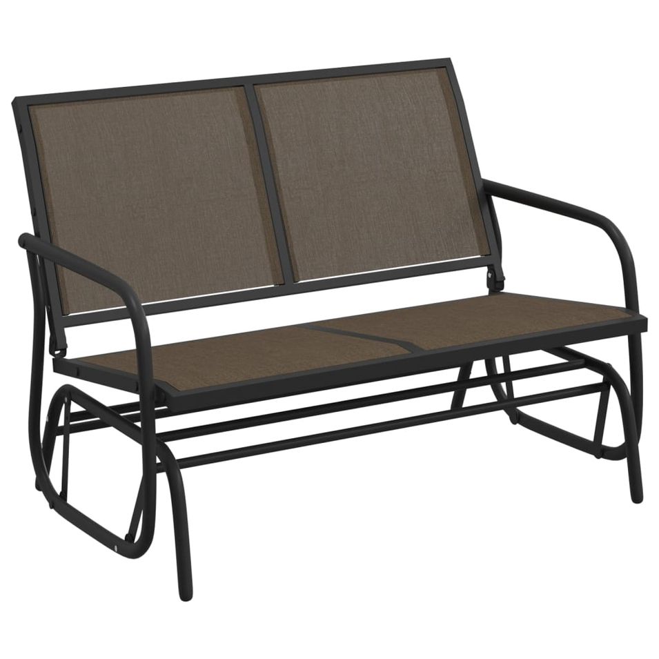 Banc oscillant de jardin marron 120,5x76x86,5cm textilène/acier - Photo n°1