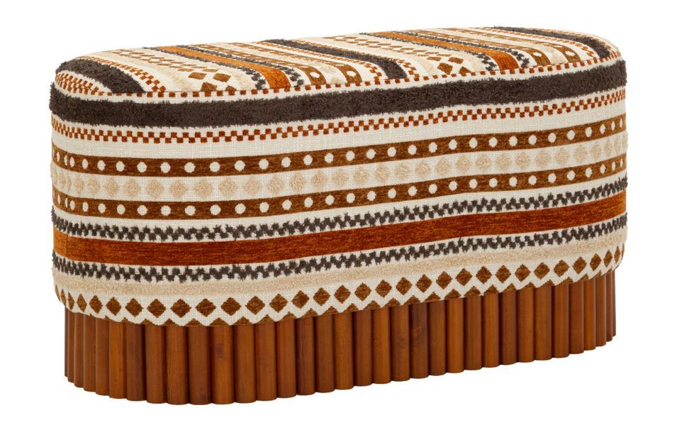 Banc ovale multicolore en tissu à motifs ethniques Madi - Photo n°1
