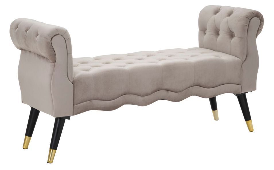 Banc Paris gris velours doré design glamour - Photo n°1