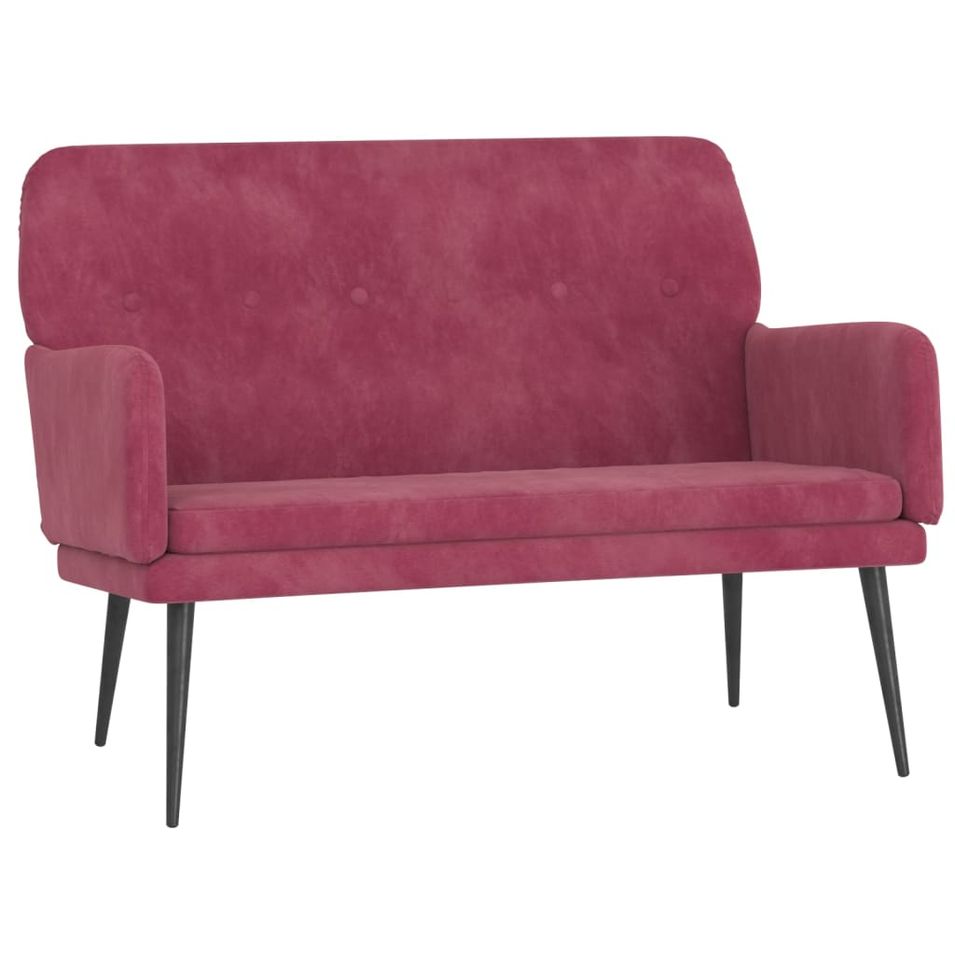 Banc Rouge bordeaux 108x79x79 cm Velours - Photo n°1