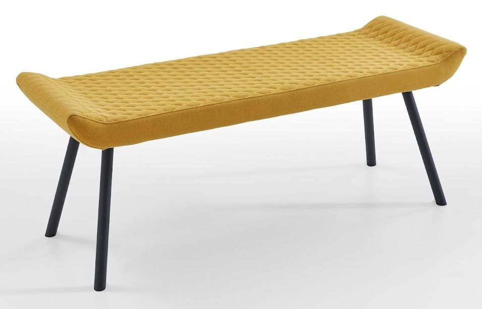 Banc scandinave tissu jaune et pieds noirs Morane - Photo n°1