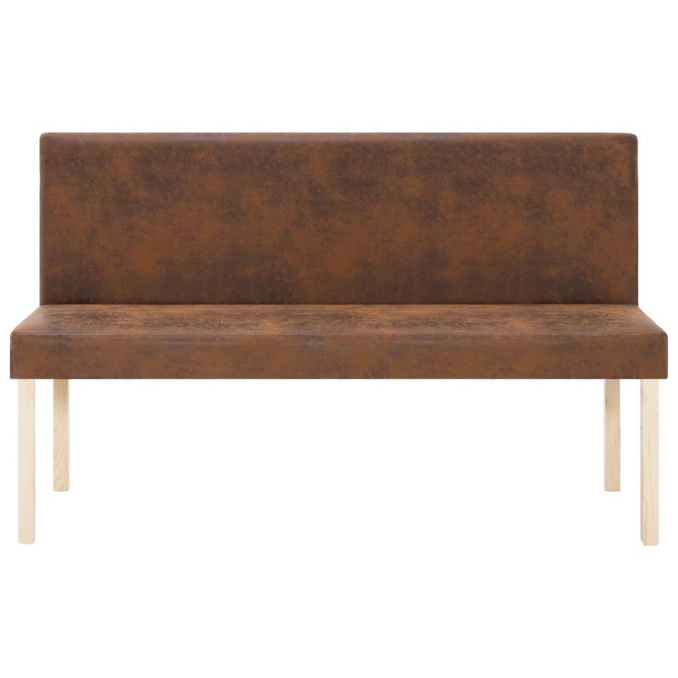 Banc vintage simili cuir marron vieilli et pieds pin massif Barielle 140 cm - Photo n°1