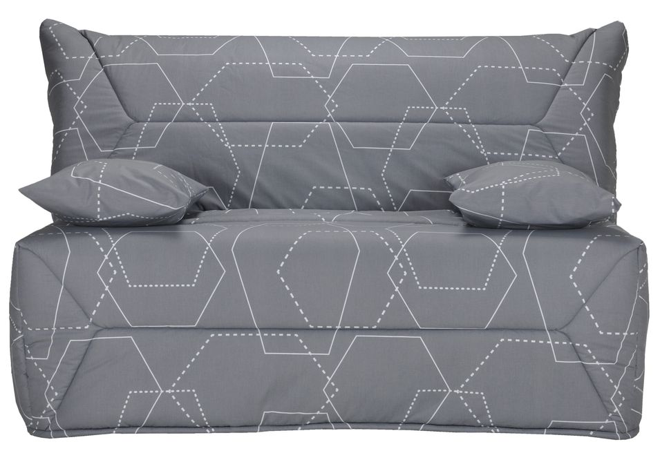 Banquette BZ 140x190 cm tissu graphique gris matelas 12 cm City essentiel - Photo n°1