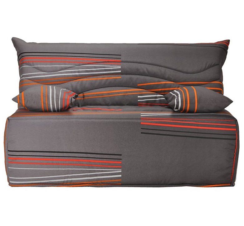 Banquette BZ gris imprimé 120x200 cm Matelas Starconfort 12 cm Artiste - Photo n°1