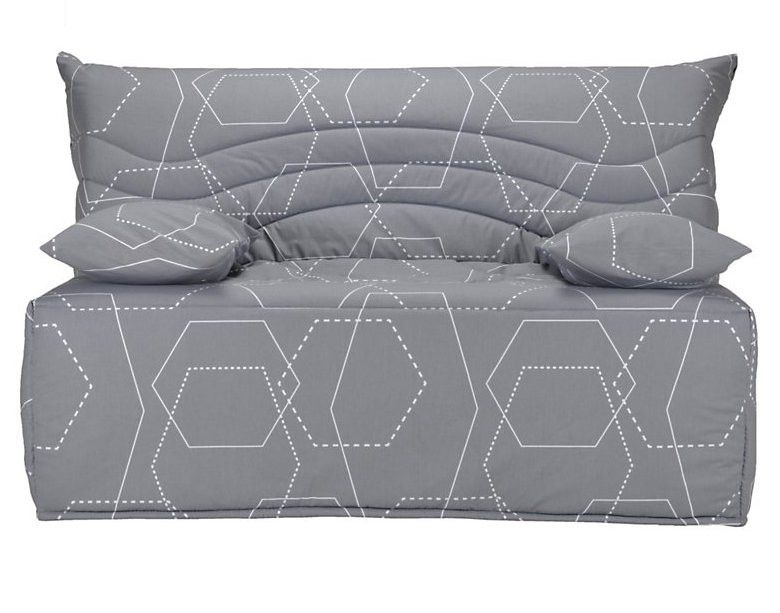 Banquette BZ gris imprimé 140x200 cm Matelas Starconfort 12 cm Kadria - Photo n°1