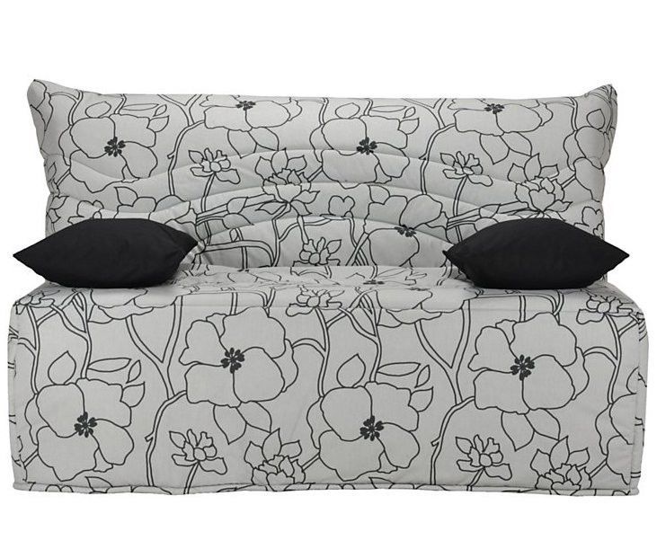 Banquette BZ grise imprimée 140x200 cm Matelas Starconfort 12 cm Pétales - Photo n°1
