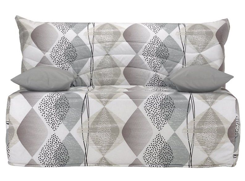 Banquette BZ taupe imprimé 120x200 cm Matelas Starconfort 12 cm Loza - Photo n°1