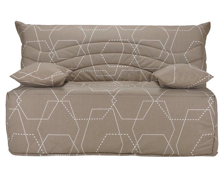 Banquette BZ taupe imprimé 140x200 cm Matelas Starconfort 12 cm Kadria 2 - Photo n°1