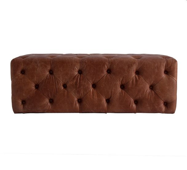 Banquette capitonnée cuir marron Hillso - Photo n°1