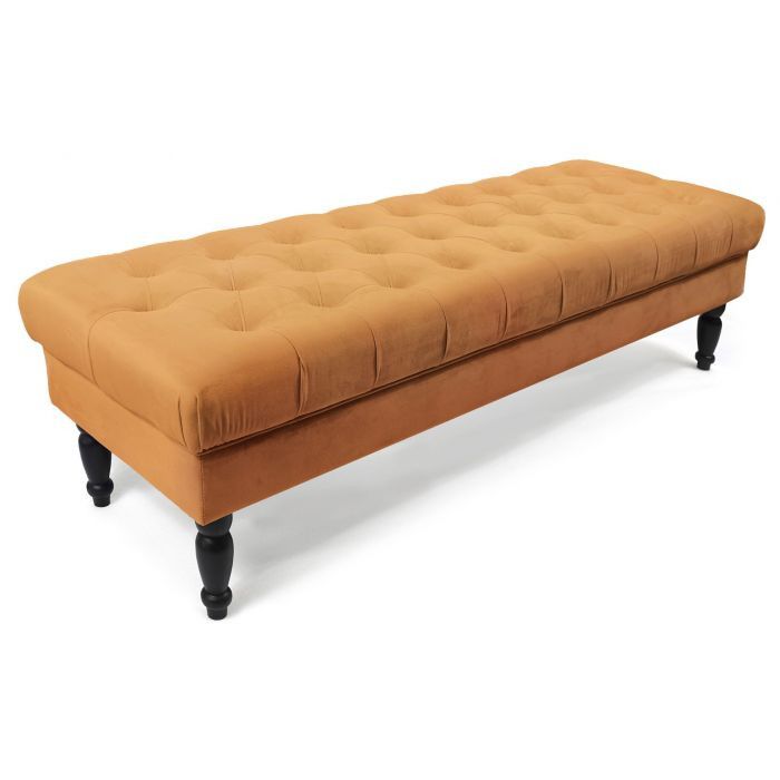 Banquette capitonnée velours orange Bluddy - Photo n°1
