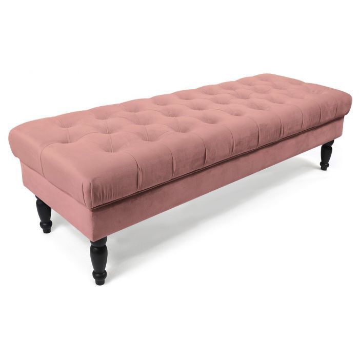 Banquette capitonnée velours rose Bluddy - Photo n°1