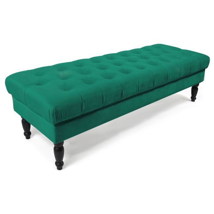 Banquette capitonnée velours vert Bluddy - Photo n°1