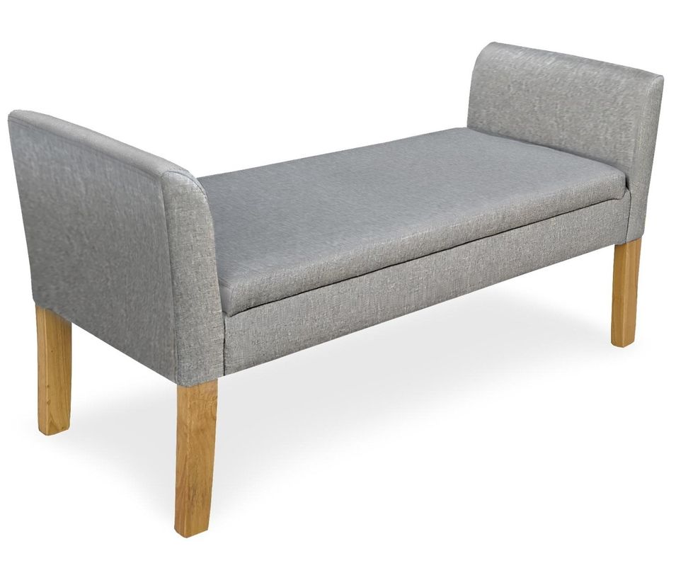 Banquette coffre tissu gris Iliana - Photo n°1