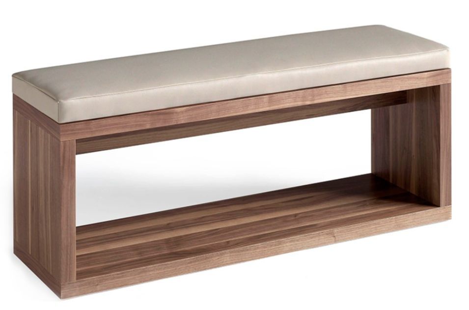 Banquette contemporaine bois noyer et simili taupe Sleeka - Photo n°1