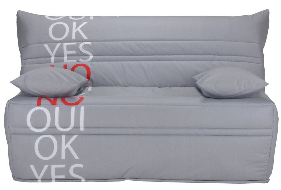 Banquette lit accordéon 2 places 140x190 cm design gris Yes No Optale - Photo n°1