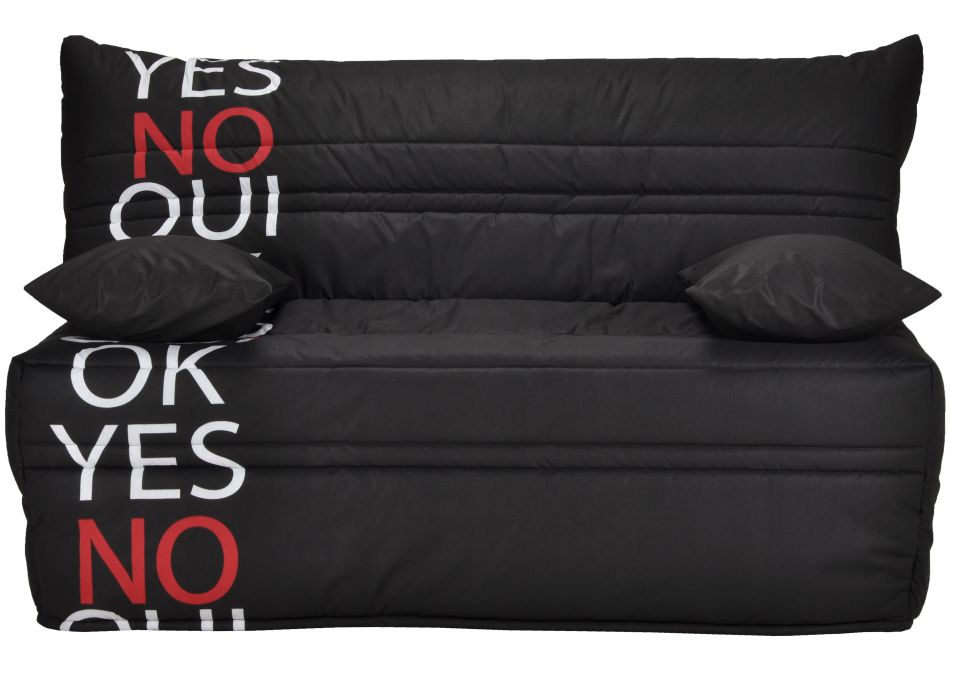 Banquette lit accordéon 2 places 140x190 cm design noir Yes No Optale - Photo n°1