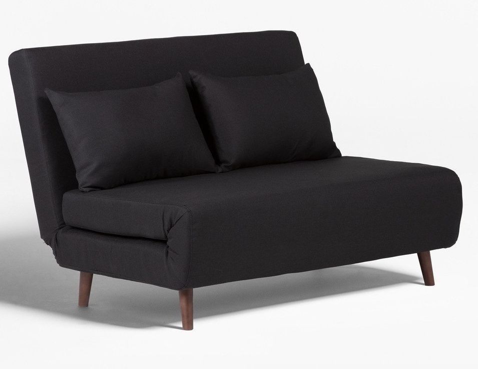 Banquette lit convertible 2 places simili cuir noir Bibao - Photo n°1