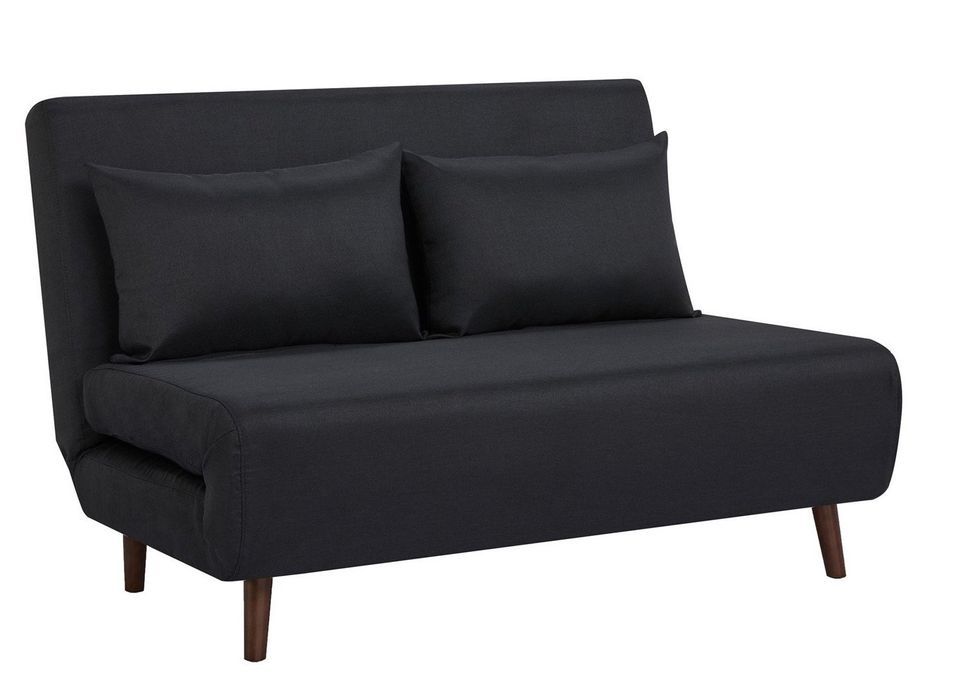 Banquette lit convertible 2 places tissu noir Bibao - Photo n°1