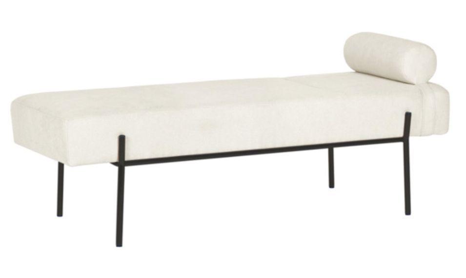 Banquette moderne en tissu et métal noir laqué BARCALO 140 cm - Photo n°1