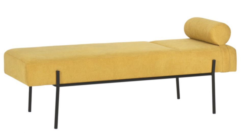 Banquette moderne en tissu et métal noir laqué BARCALO 140 cm - Photo n°1