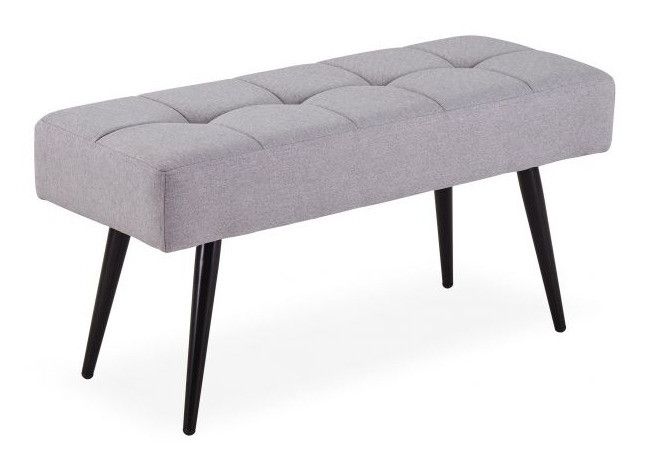 Banquette tissu gris clair et pieds bois massif noir Venyl 90 cm - Photo n°1