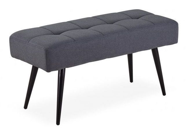 Banquette tissu gris foncé et pieds bois massif noir Venyl 90 cm - Photo n°1