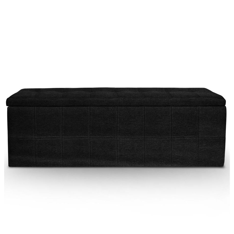 Banquette tissu noir avec 3 poufs Kenzo - Photo n°1
