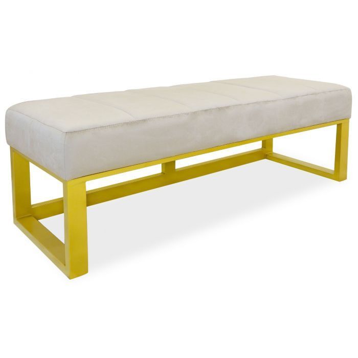 Banquette velours beige et pieds métal doré Natley - Photo n°1