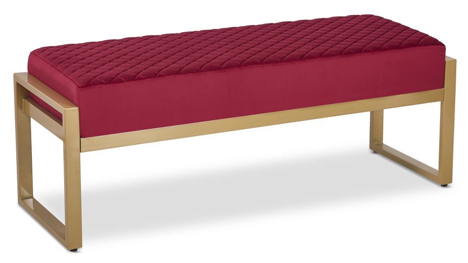 Banquette velours bordeaux et pieds métal doré Masson - Photo n°1