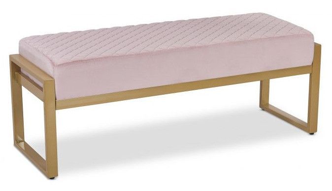 Banquette velours rose et pieds métal doré Masson - Photo n°1