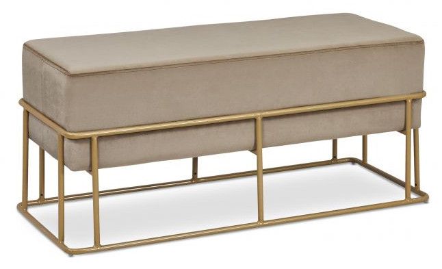 Banquette velours taupe et pieds métal doré Tatris - Photo n°1