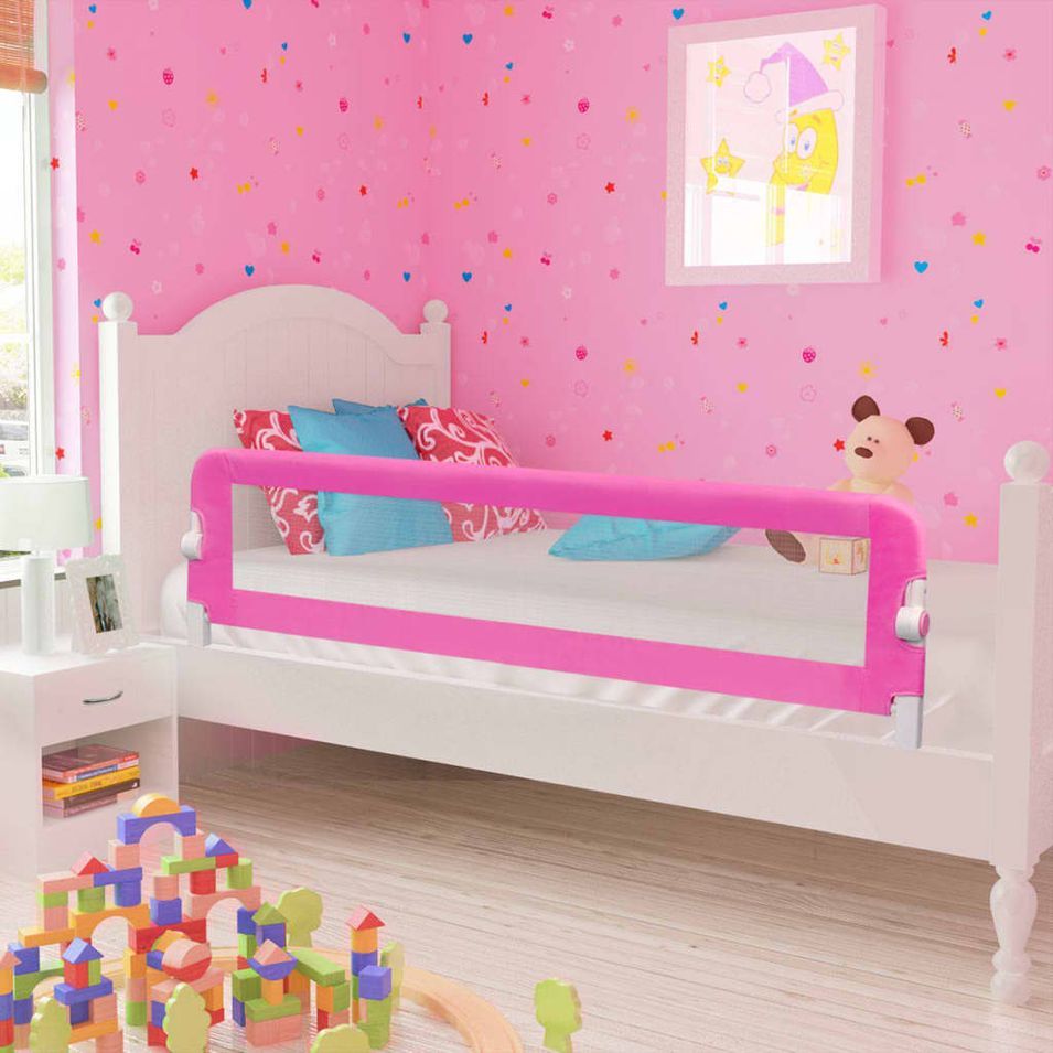 Barrière de lit de sécurité pour tout-petits 2pcs Rose 150x42cm - Photo n°1