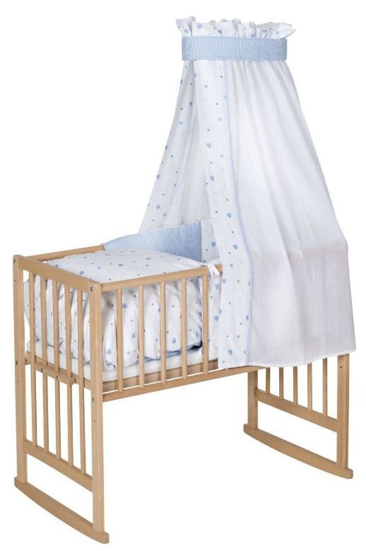 Berceau hêtre massif clair laqué Bario - Photo n°1