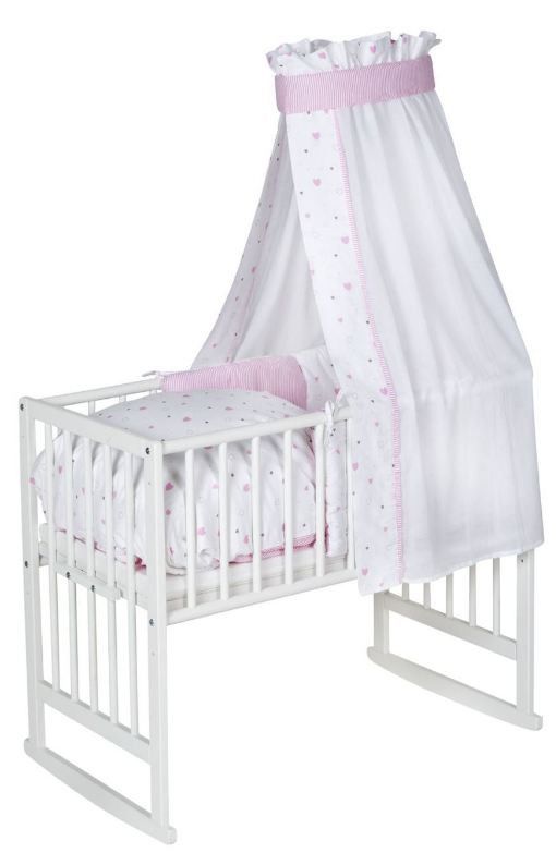 Berceau hêtre massif laqué blanc Bario - Photo n°1