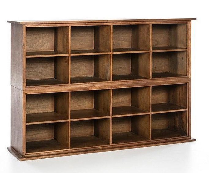 Bibliothèque 16 cases bois massif foncé Tiera - Photo n°1