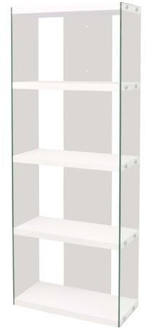 Bibliothèque 3 étagères bois blanc et verre trempé transparent Kenny - Photo n°1