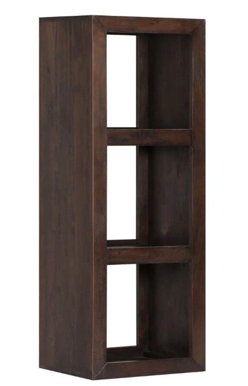Bibliothèque 3 plateaux acacia massif foncé Séo - Photo n°1