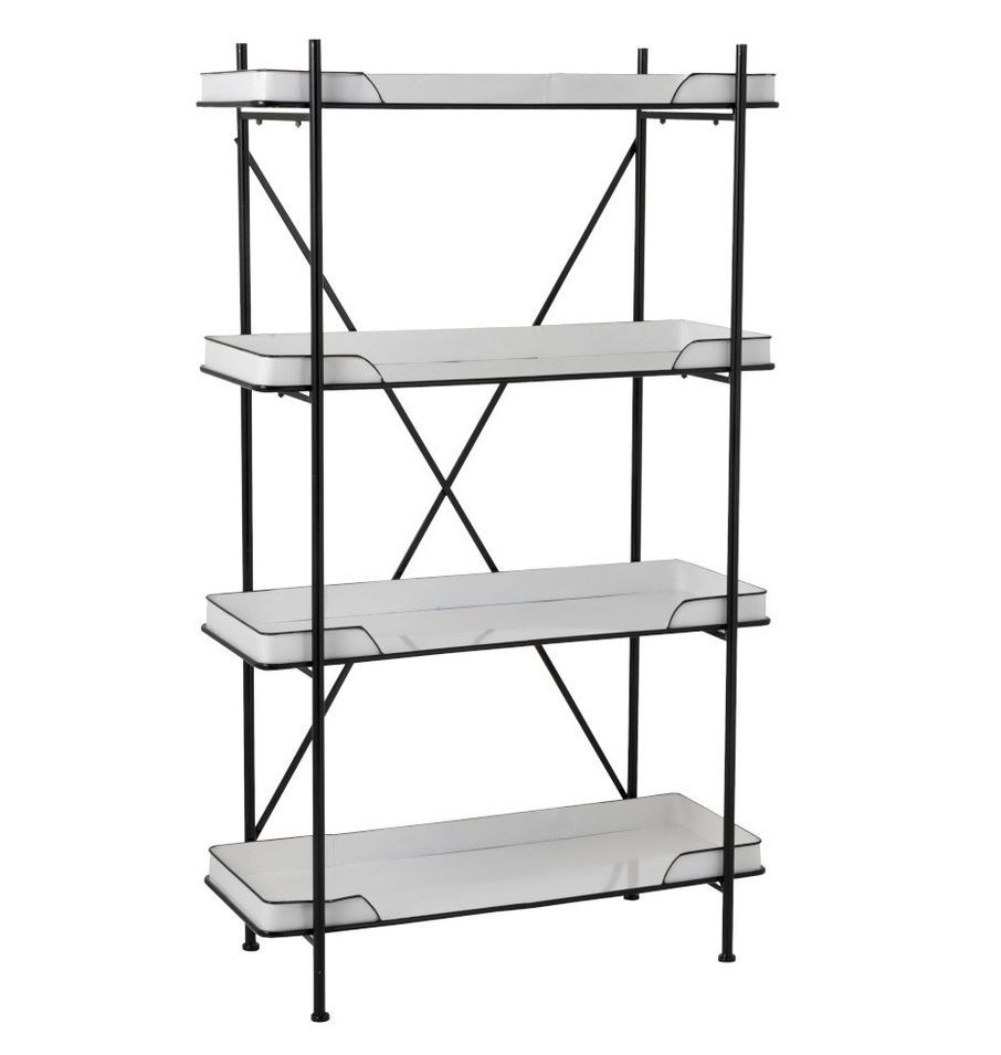 Bibliothèque 4 niveaux métal noir et blanc Bialli - Photo n°1