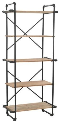 Bibliothèque 5 étagères pin massif clair et pieds métal Stylie - Photo n°1