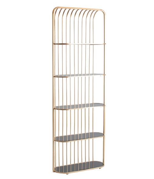 Bibliothèque 5 étagères verre fumé et métal doré Keyz - Photo n°1