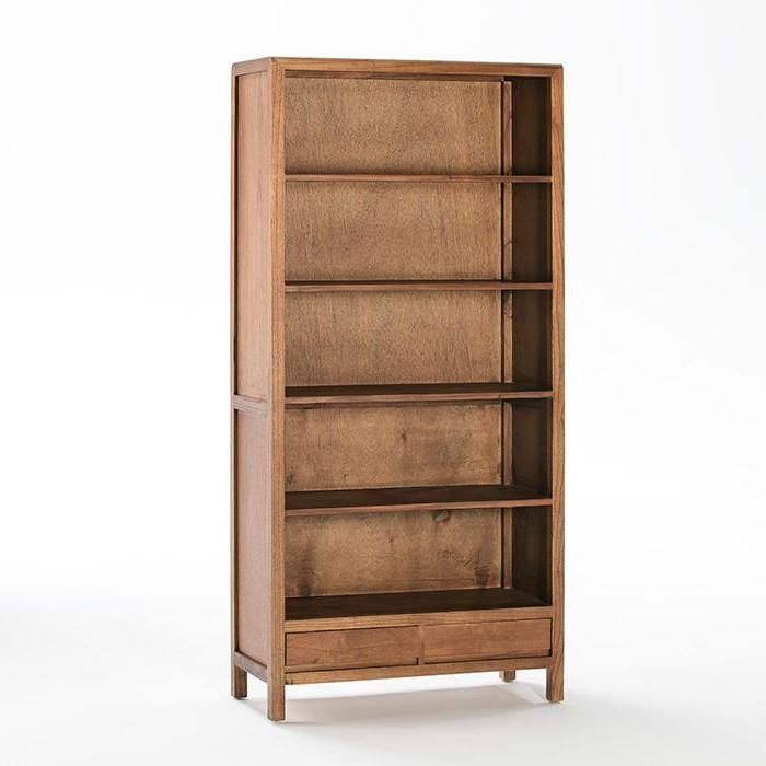 Bibliothèque 5 plateaux bois massif foncé Famy - Photo n°1