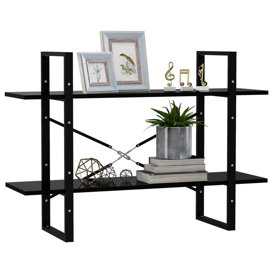 Bibliothèque à 2 niveaux Noir 100x30x70 cm - Photo n°1