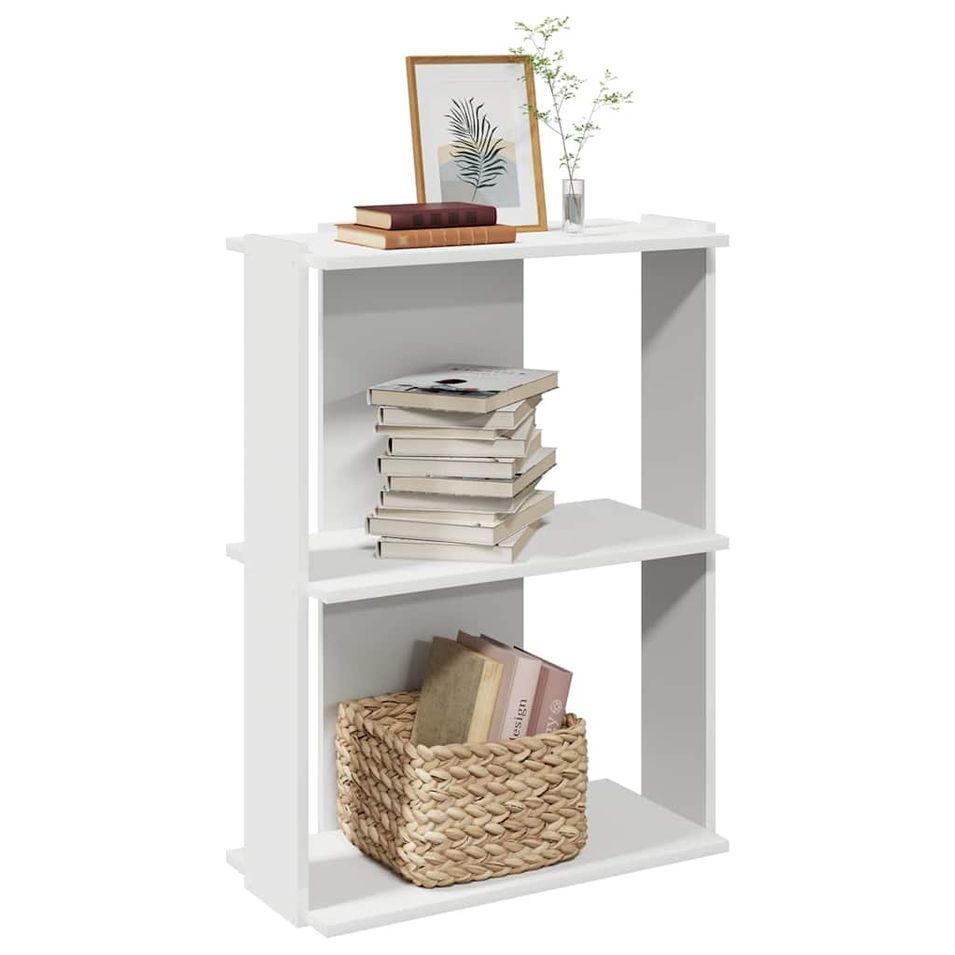 Bibliothèque à 3 niveaux blanc 60x30x80 cm bois d'ingénierie - Photo n°1