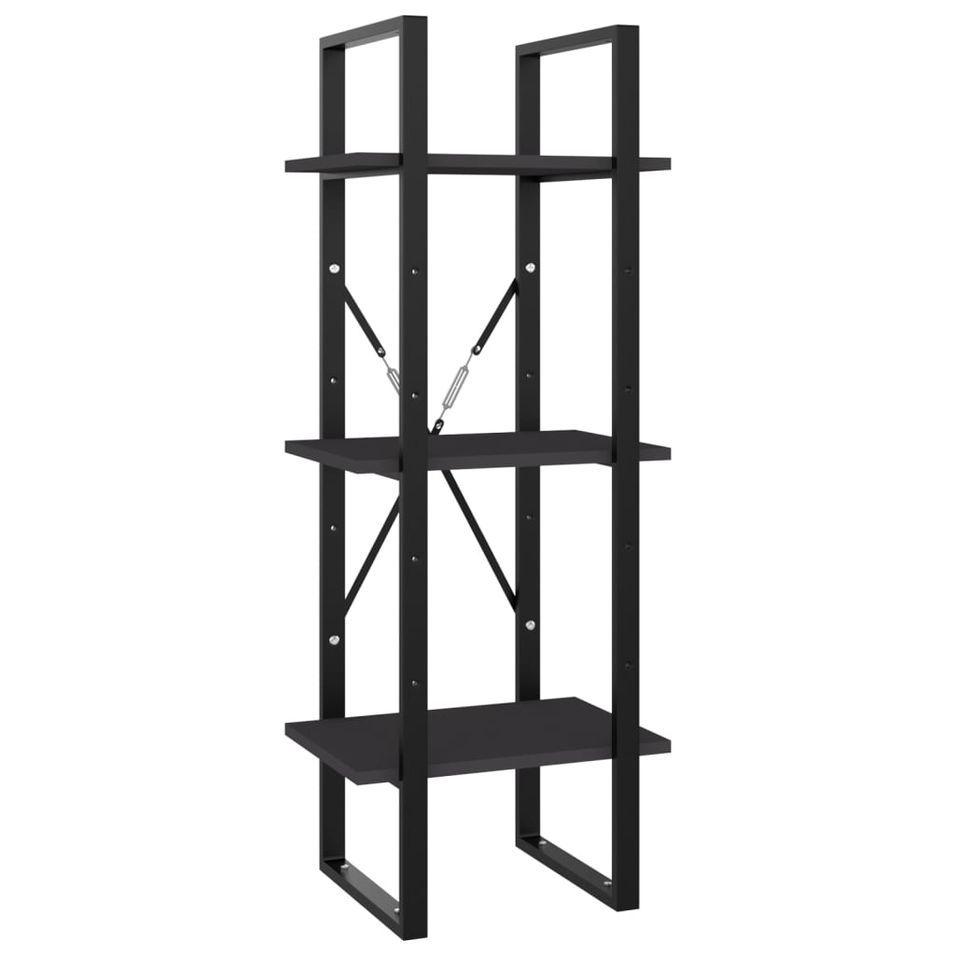 Bibliothèque à 3 niveaux Gris 40x30x105 cm - Photo n°1