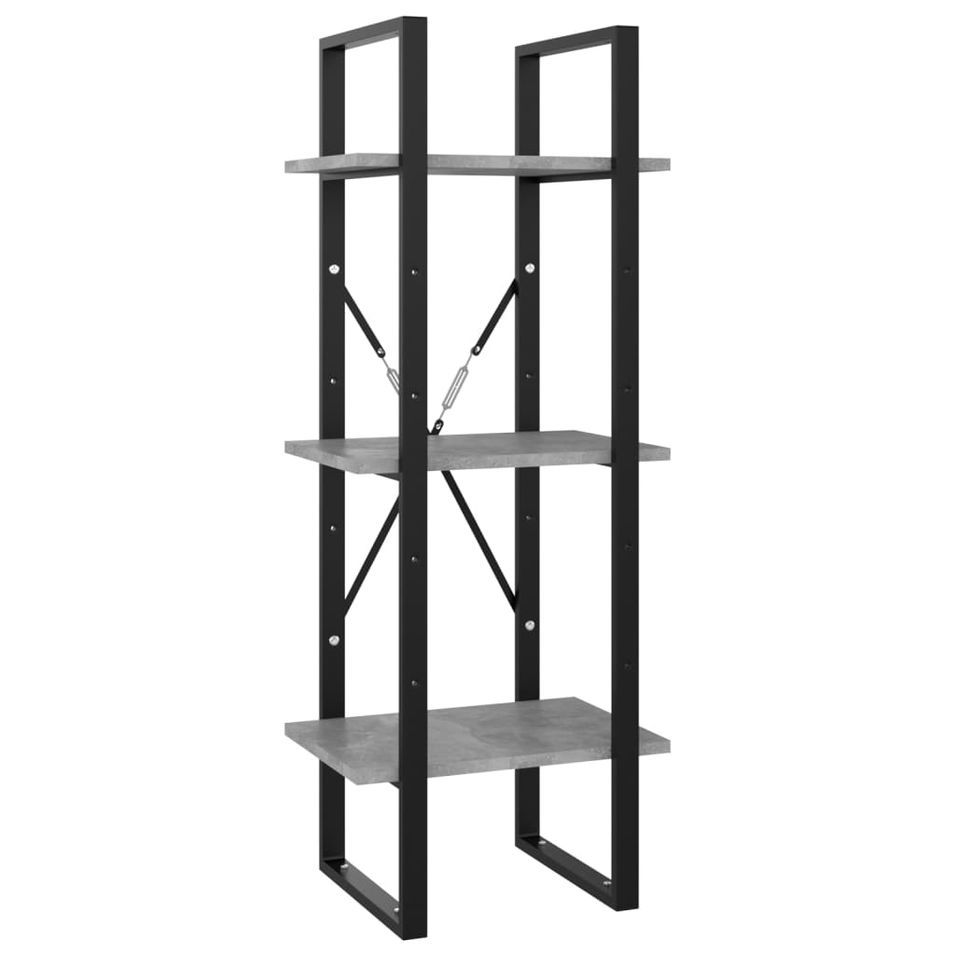Bibliothèque à 3 niveaux Gris béton 40x30x105 cm - Photo n°1
