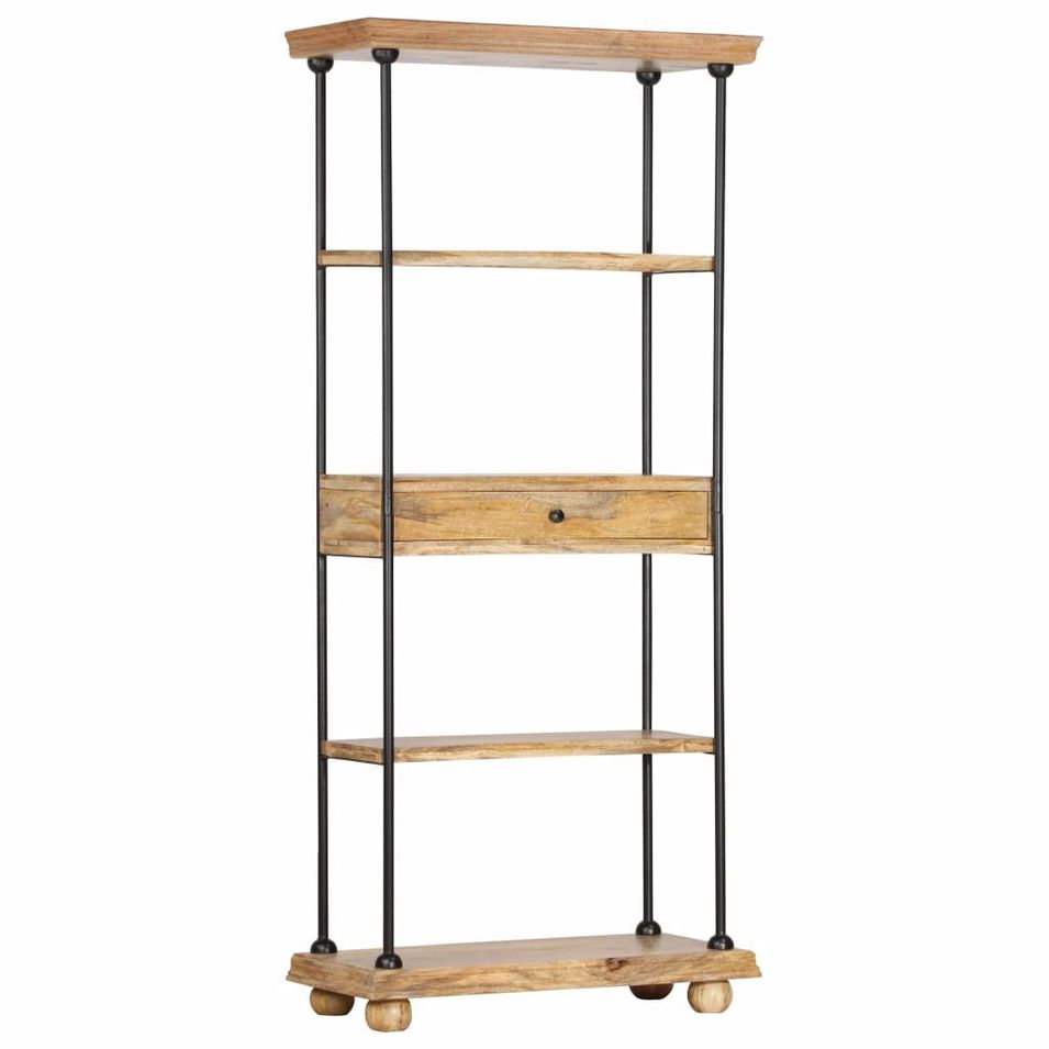 Bibliothèque à 5 niveaux 80x35x180 cm Bois de manguier et acier 2 - Photo n°1