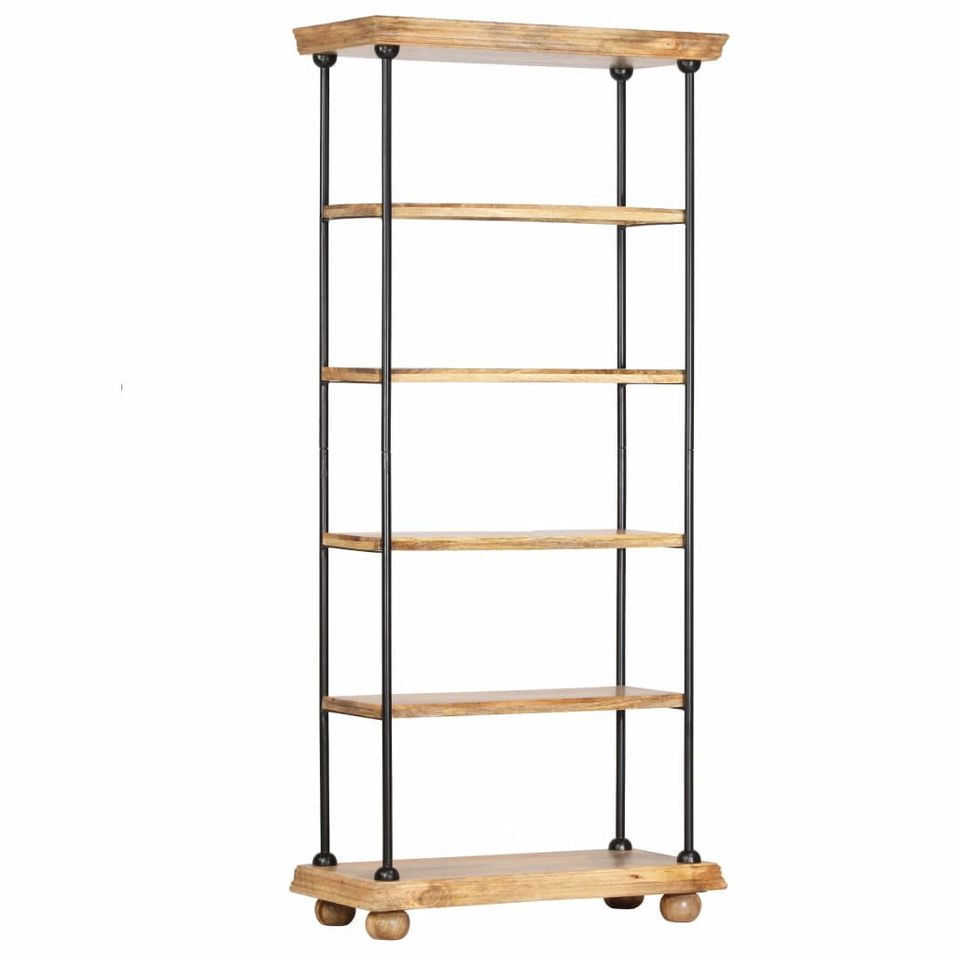 Bibliothèque à 5 niveaux 80x35x180 cm Bois de manguier et acier - Photo n°1