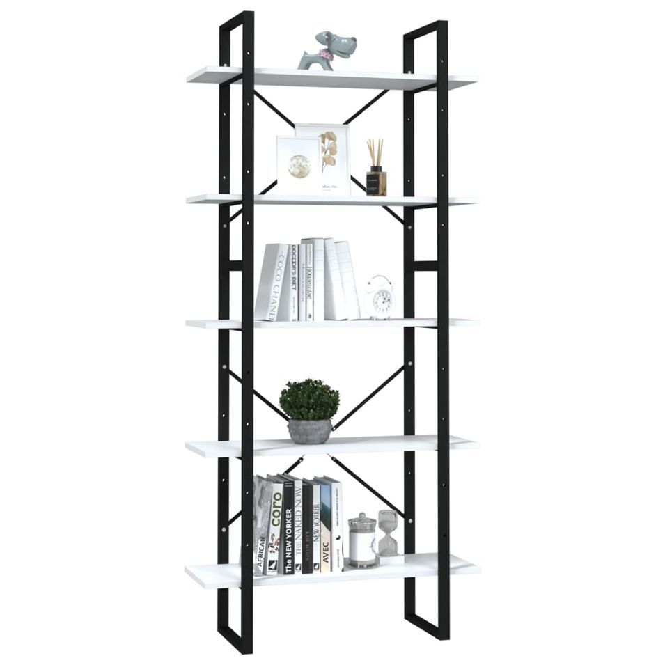 Bibliothèque à 5 niveaux Blanc 80x30x175 cm - Photo n°1