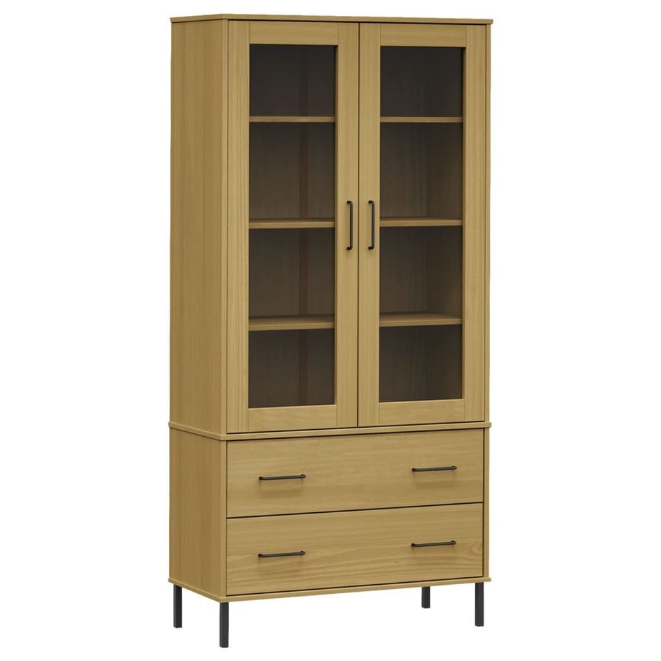 Bibliothèque avec pieds en métal Marron 85x35x172,5cm Bois OSLO - Photo n°1